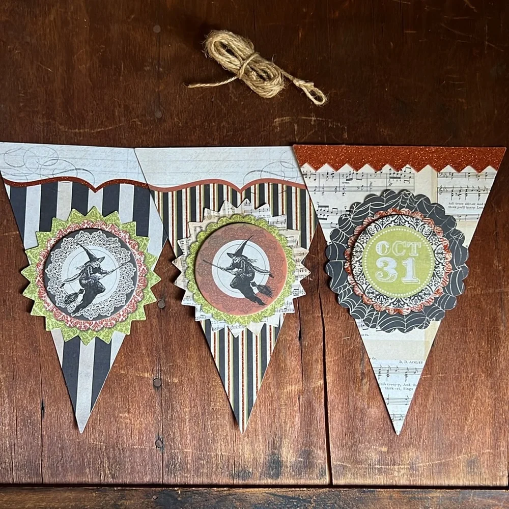 🧡🖤Halloween Paper Flag Pendant Garland